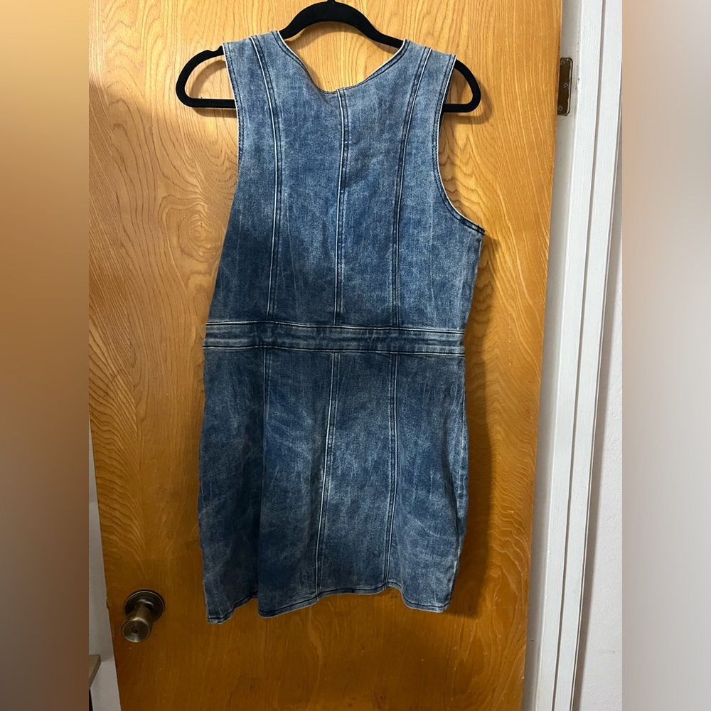 True Religion zip up Blue denim/jean Sheath Midi Dress XL - Picture 10 of 11